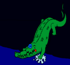 Dibujo Aligátor entrando al agua pintado por victor