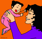 Dibujo Madre con su bebe pintado por lara