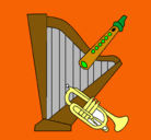 Dibujo Arpa, flauta y trompeta pintado por SEBASTIAN