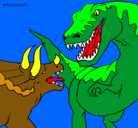 Dibujo Lucha de dinosaurios pintado por dino-340