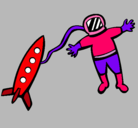 Dibujo Cohete y astronauta pintado por alison