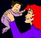 Dibujo Madre con su bebe pintado por fabiana