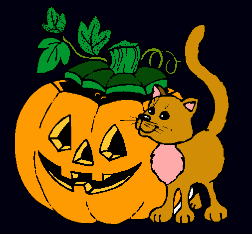 Calabaza y gato