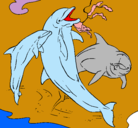 Dibujo Delfines jugando pintado por joseph