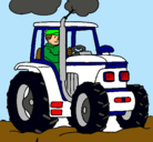 Dibujo Tractor en funcionamiento pintado por CarlosS..JosS