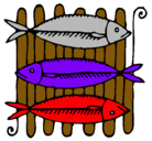 Dibujo Pescado a la brasa pintado por julkanis