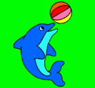 Dibujo Delfín jugando con una pelota pintado por elizabeth