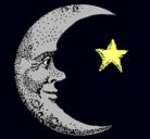 Dibujo Luna y estrella pintado por jesica