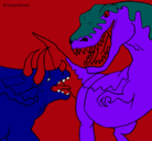 Dibujo Lucha de dinosaurios pintado por mario