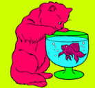 Dibujo Gato mirando al pez pintado por emailot