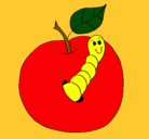 Dibujo Manzana con gusano pintado por GIOVANNI