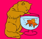 Dibujo Gato mirando al pez pintado por valki