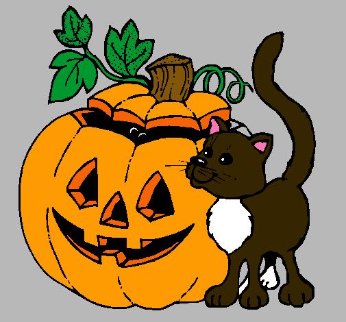 Calabaza y gato