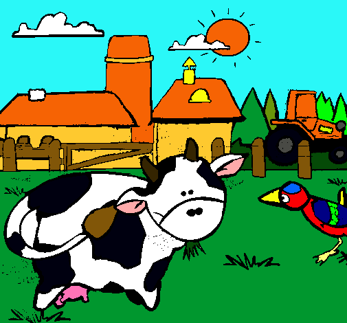 Vaca en la granja