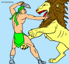 Dibujo Gladiador contra león pintado por Jenni
