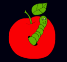 Dibujo Manzana con gusano pintado por patyt