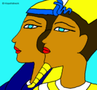 Dibujo Ramsés y Nefertiti pintado por sara