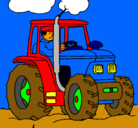 Dibujo Tractor en funcionamiento pintado por RAUL