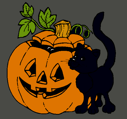 Calabaza y gato