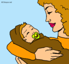 Dibujo Madre con su bebe II pintado por samu