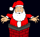 Dibujo Papa Noel en la chimenea pintado por pingo