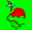 Dibujo Tres clases de dinosaurios pintado por quim