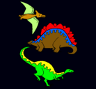 Dibujo Tres clases de dinosaurios pintado por allenzuriel