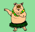 Dibujo Cerdo hawaiano pintado por cerdo