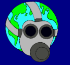 Dibujo Tierra con máscara de gas pintado por sergio