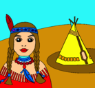 Dibujo India y tepee pintado por marthapaz