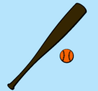 Dibujo Bate y bola de béisbol pintado por deporte