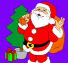 Dibujo Santa Claus y un árbol de navidad pintado por raul