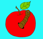 Dibujo Manzana con gusano pintado por elmejorpintorjared