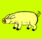 Dibujo Cerdo con pezuñas negras pintado por puki
