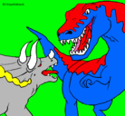 Dibujo Lucha de dinosaurios pintado por dinosauros