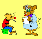 Dibujo Doctor y paciente ratón pintado por ALEJO