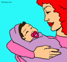 Dibujo Madre con su bebe II pintado por cam0