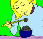Dibujo Comiendo arroz pintado por Shekyna