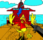 Dibujo Cigüeña en un barco pintado por xime