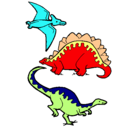 Dibujo Tres clases de dinosaurios pintado por Kmi