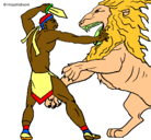 Dibujo Gladiador contra león pintado por tana