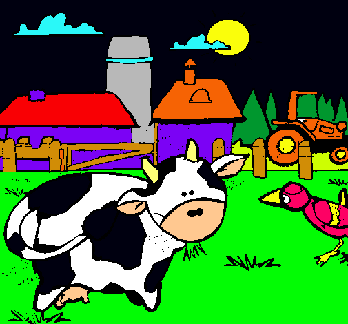 Vaca en la granja