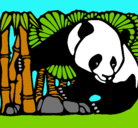 Dibujo Oso panda y bambú pintado por manuelaramirezmonsalve