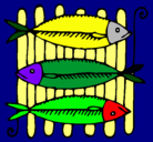 Dibujo Pescado a la brasa pintado por lautaro