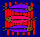 Dibujo Pescado a la brasa pintado por sebastian