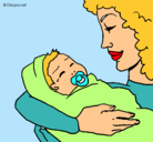 Dibujo Madre con su bebe II pintado por laura