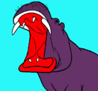Dibujo Hipopótamo con la boca abierta pintado por adrian