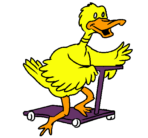 Pato en patinete