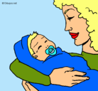 Dibujo Madre con su bebe II pintado por rociogonzalezamor