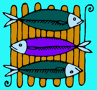 Dibujo Pescado a la brasa pintado por Qwertinalamaslinda